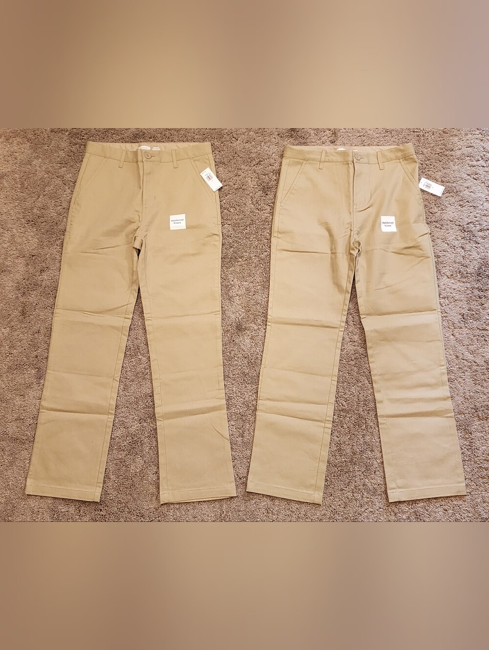 New Old Navy Boys Size 12 Khaki Uniform Pants, Built In Flex Reinforced Knees